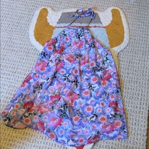 Floral Halter Summer Dress - Lavender & Pink